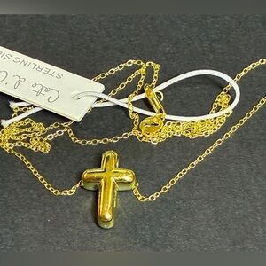 Chic Gold Cross Necklace,925 Silver Necklace.